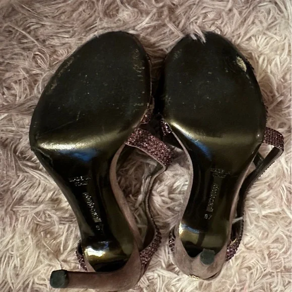 Roberto Cavalli Women Purple Suede Crystal Embellished Strappy Sandal Heel 37 7 - Picture 11 of 16